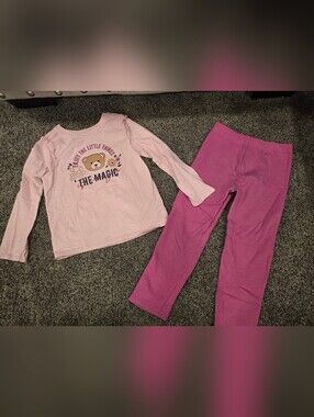 Garanimals Girls Pink Bear Graphic Shirt With Matching Pants